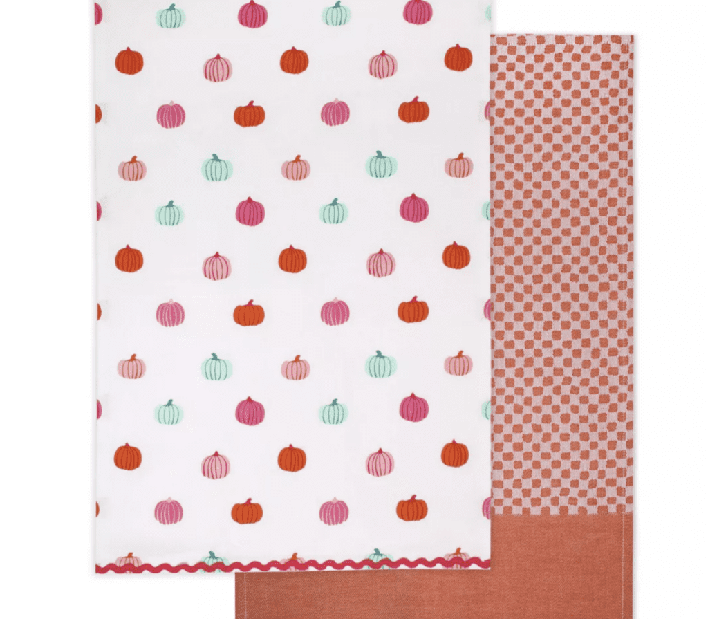 2pk Multi Pumpkin Printed and Jacquard Dish Towel